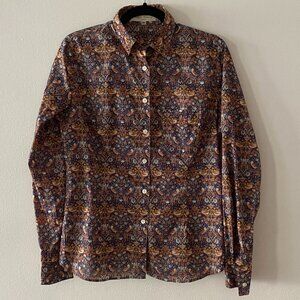 Charles Cotonay Paris Liberty Printed Cotton Button-Down Blouse Size 38 EU